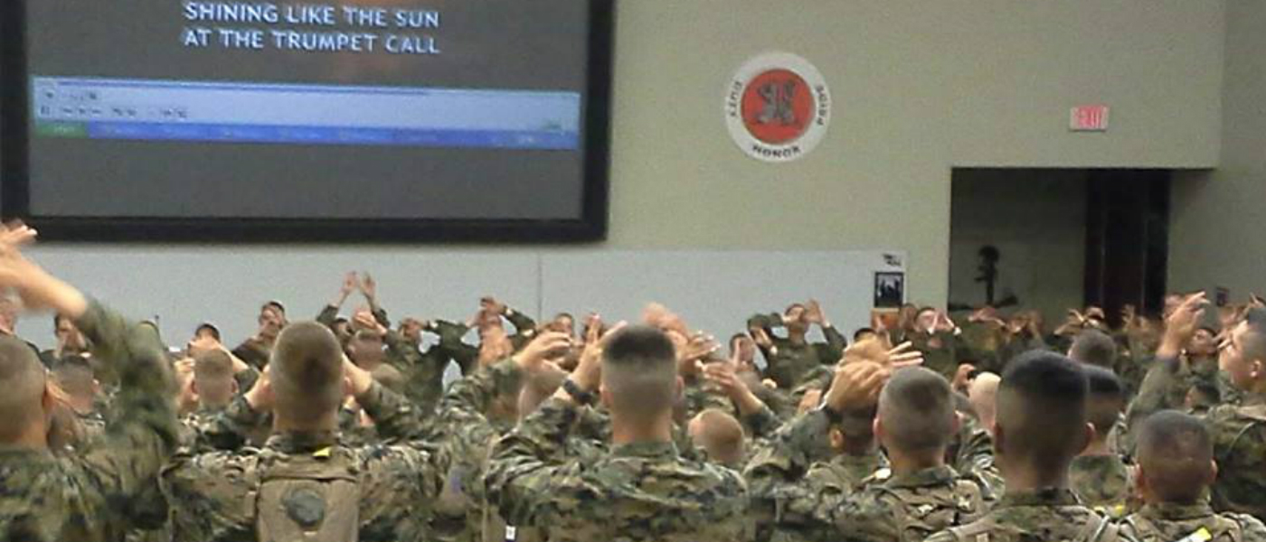 U.S. Marines sing "Days of Elijah"