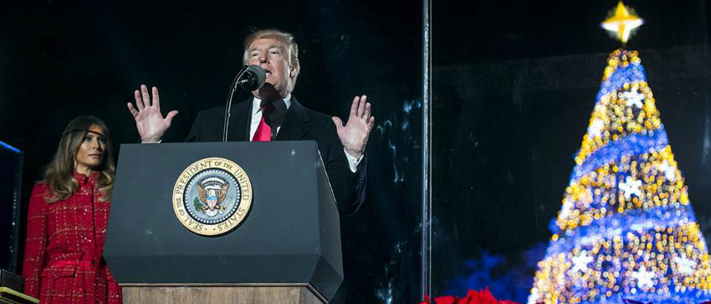 Donald Trump speaks at tree lighting ceremony